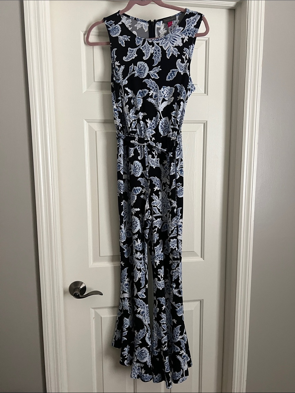 Jumpsuit with Blue and White Floral Print